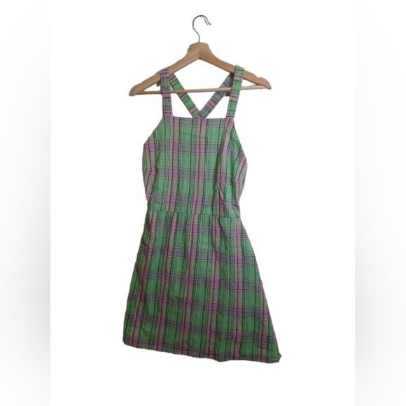 B.P Green Print Square Neck Cotton Minidress - Picture 5 of 12